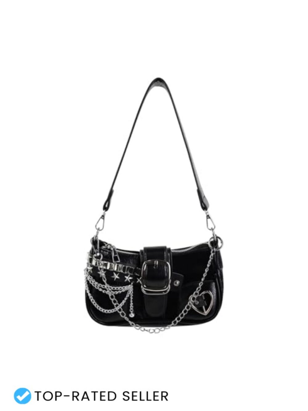 Faux Leather Shoulder Bag for Women Y2K Small Crossbody Purse 2 Strap